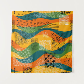 Fashion Patchwork: Undulating Abstract Art Tapestry