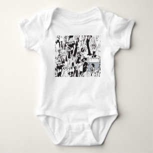 Fashion people: vintage seamless illustration. baby bodysuit