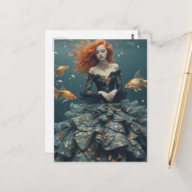 Fashion Photography With Goldfish Postcard (Front/Back In Situ)