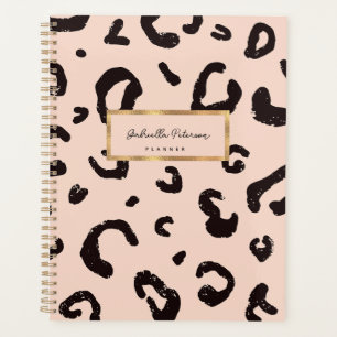 Fashion Pink Leopard Pattern & Script Name Planner