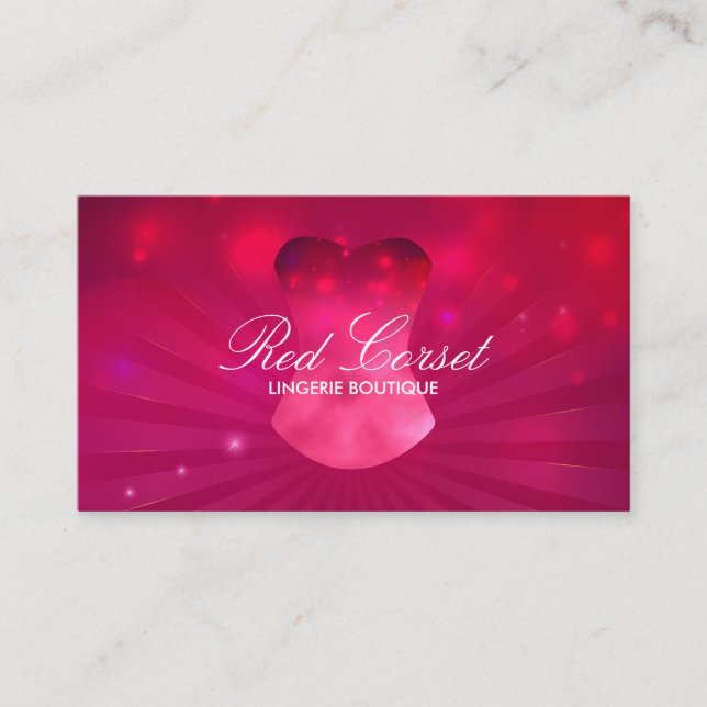 Fashion Pink Lux Corset Lingerie Business Card (Front)