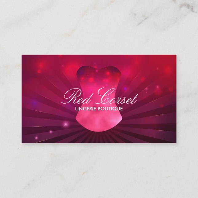 Fashion Pink Red Lux Corset Lingerie Business Card (Front)
