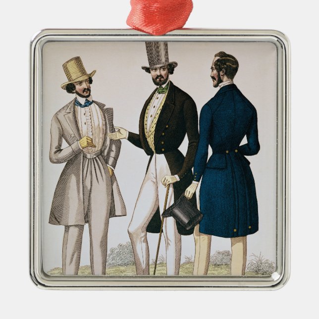 Fashion plate depicting male clothing metal tree decoration (Front)