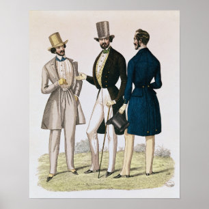 Fashion plate depicting male clothing poster