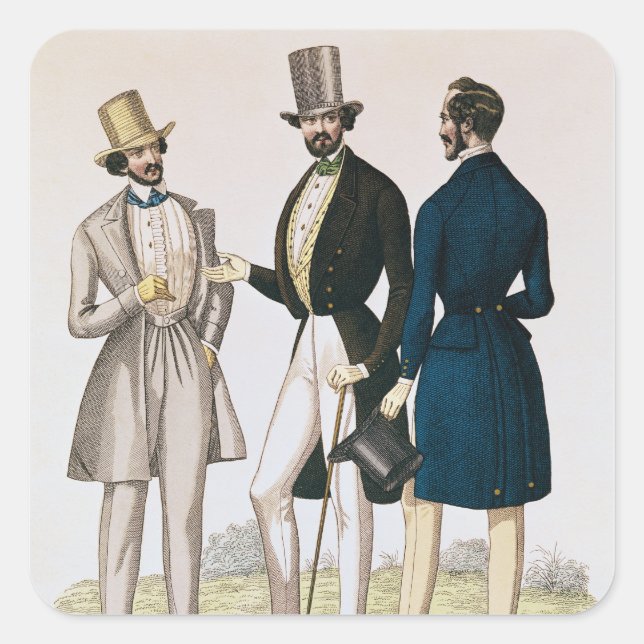 Fashion plate depicting male clothing square sticker (Front)