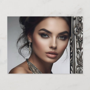 Fashion portrait of woman art postcard