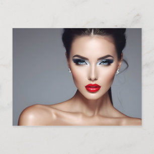 Fashion portrait of woman art postcard