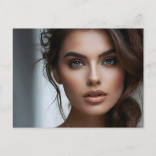 Fashion portrait of woman art postcard