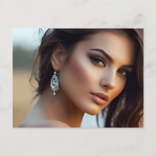 Fashion portrait of woman art postcard