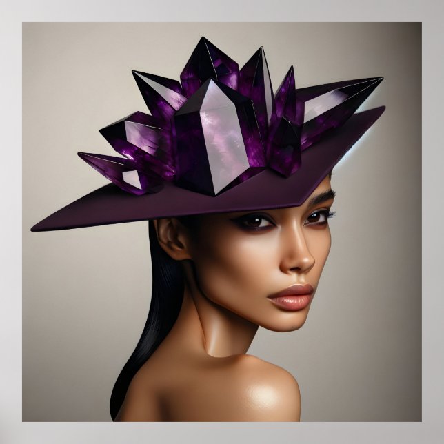 Fashion Portrait with Amethyst Crystal Hat – Avant Poster (Front)