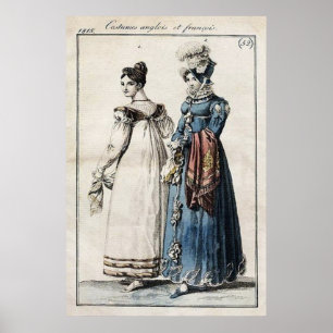 FASHION POSTER - 1815 ENGLISH & FRENCH FASHION