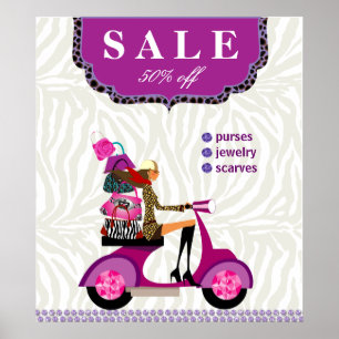 Fashion Poster Sale - Handbag Jewellery Purple