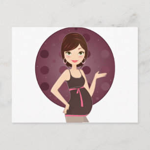 fashion pregnant announcement postcard