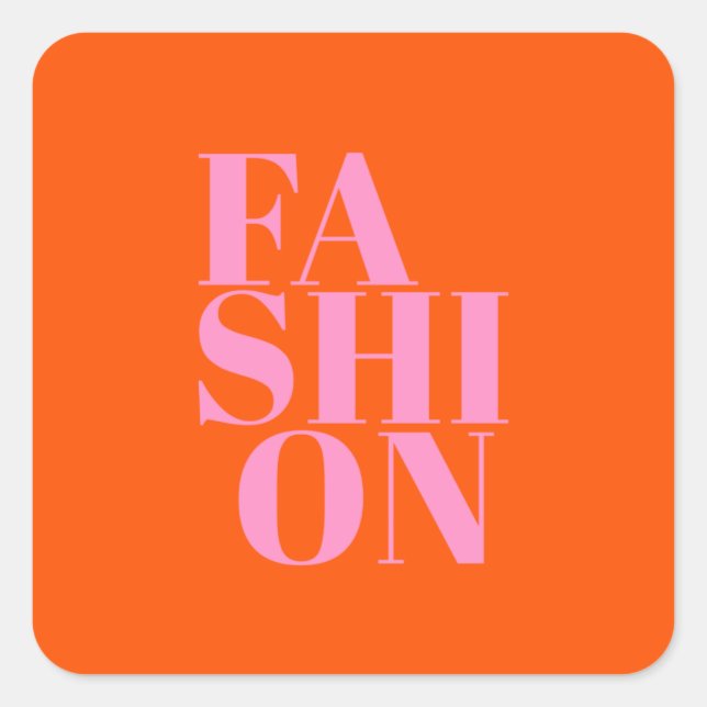 Fashion Print Orange And Pink Preppy Modern Decor Square Sticker (Front)