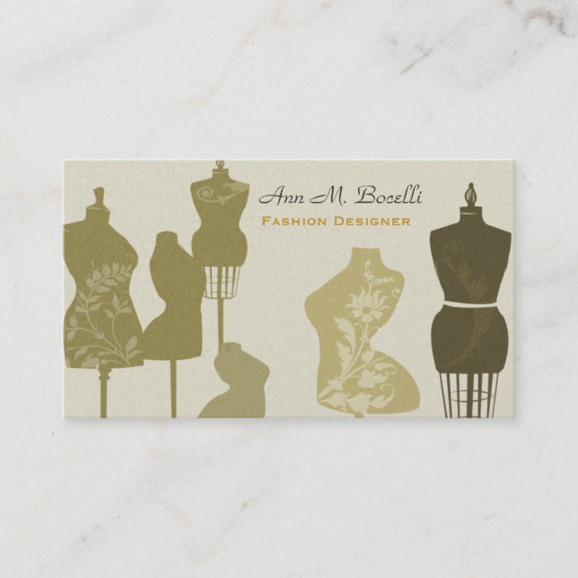 Fashion Professional  Vintage Sewing Mannequin Business Card (Front)