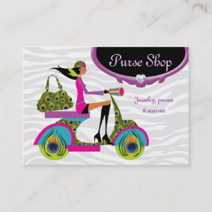 Fashion Purses Jewellery Scooter Peacock Zebra Business Card