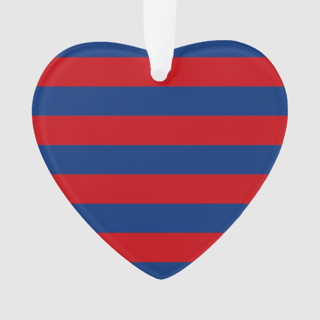 Fashion Red and Blue Horizontal Stripes Ornament (Front)