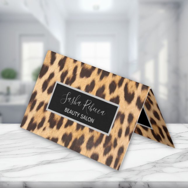fashion salon beauty SPA stylist leopard print Business Card (fashion salon beauty SPA stylist leopard print Business Card)