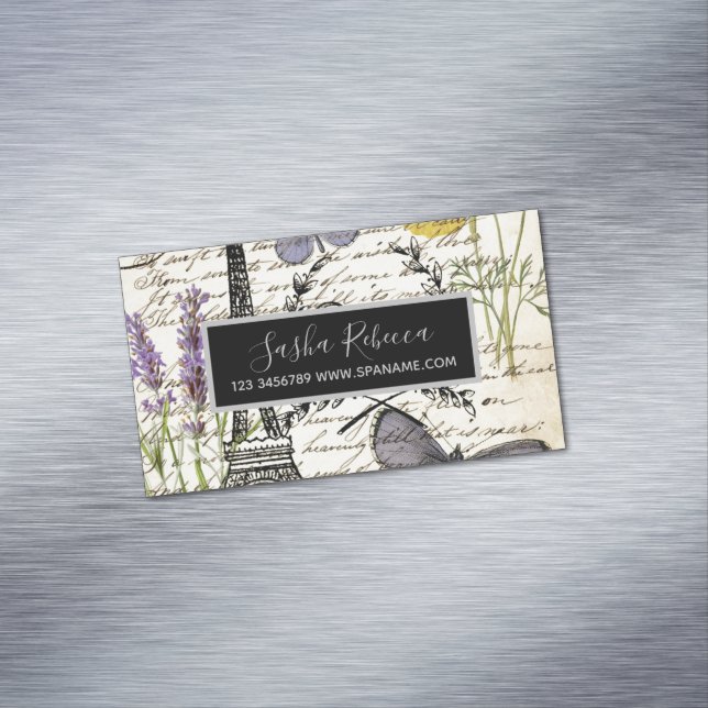 Fashion Salon SPA french eiffel tower Paris Magnetic Business Card (In Situ)
