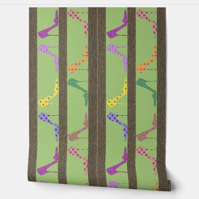 Fashion Shoe Shelves Wallpaper Border FOSG Green (Unrolling)