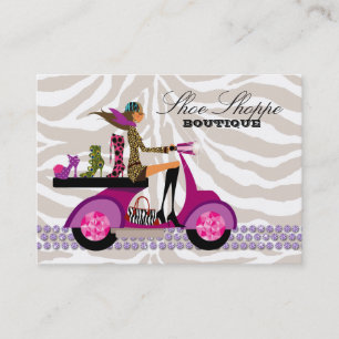 Fashion Shoes Jewellery Zebra Purple Peacock Business Card