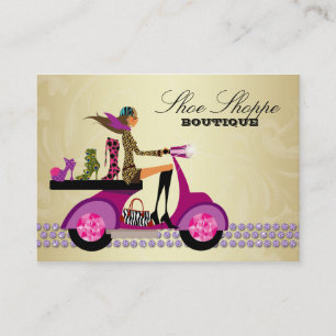Fashion Shoes Purse Jewellery Purple Gold Business Card