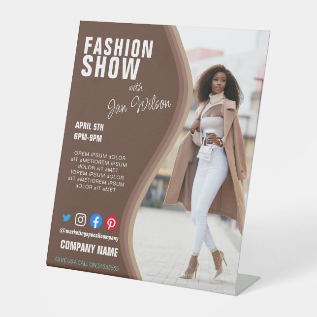 fashion show BUSINESS custom logo flyer Poster  Pedestal Sign (Front)