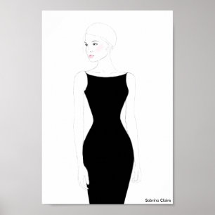 Fashion Sketch - Little Black Dress Poster