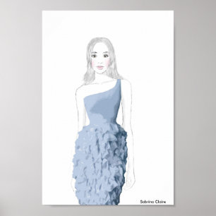 Fashion Sketch - Ruffle Dress Poster
