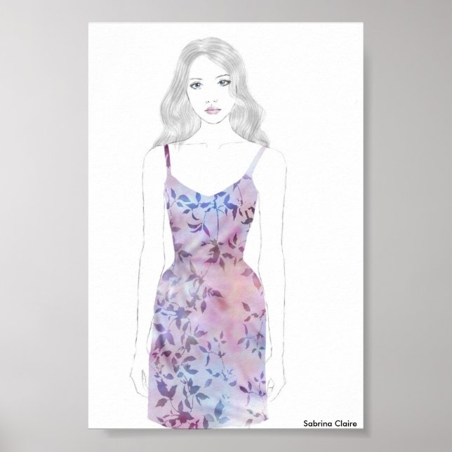 Fashion Sketch - Watercolor Dress Poster (Front)
