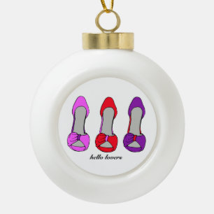 Fashion Stiletto Heels Shoe Lover Ceramic Ball Christmas Ornament
