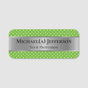 Fashion Style Apple Green Polka Dot: Luxury Silver Name Tag