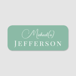 Fashion Style Mint Green Minimalist & Professional Name Tag