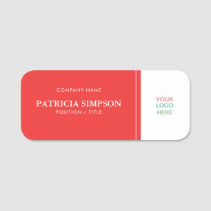 Fashion Style Poppy Red And White: Elegant Unique Name Tag