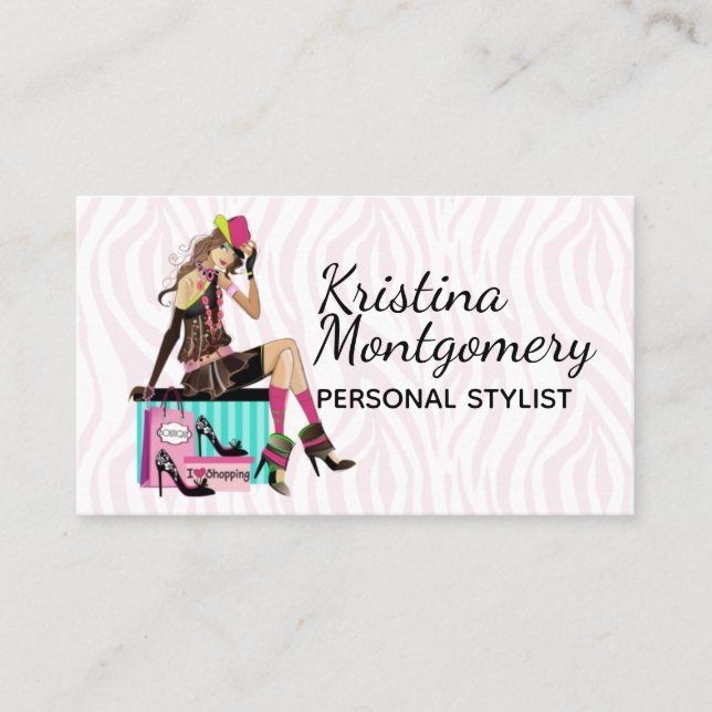 Fashion Stylist Shopper Gal Business Card (Front)