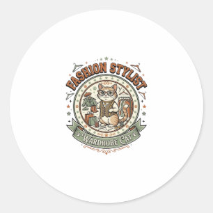Fashion Stylist Wardrobe Cat Fashion Stylist Wardr Classic Round Sticker