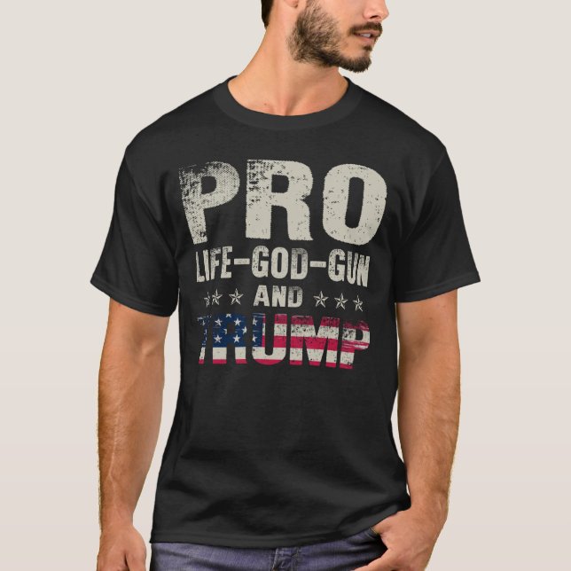 Fashion T-Shirt - Pro Life God Gun And Trump Save  (Front)