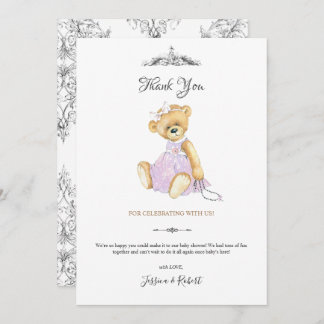 Fashion teddy bear little lady Thank You Card