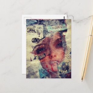 Fashion Tips Abstract Mixed Media Collage Postcard