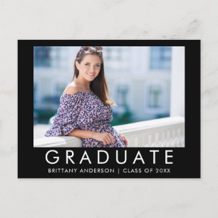 Fashion Trendy Graduation Photo Party Invitation Postcard