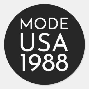 Fashion Usa 1988 M Tour  Classic Round Sticker