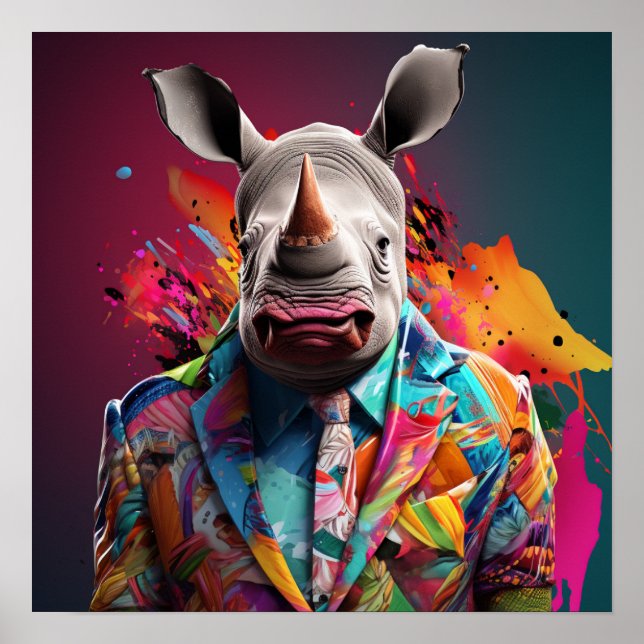 Fashion White Rhino Poster (Front)
