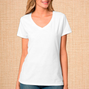 Fashion White V-Neck T-Shirt / Customise
