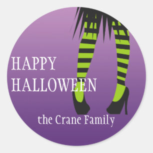 Fashion witch costume stripe legs Halloween label