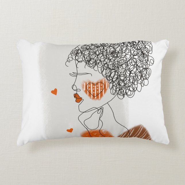 Fashion Woman: Graphic Black Lines Decorative Cushion (Front)