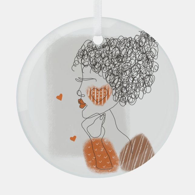 Fashion Woman: Graphic Black Lines Glass Tree Decoration (Front)