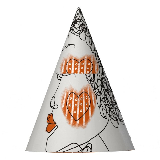 Fashion Woman: Graphic Black Lines Party Hat (Front)