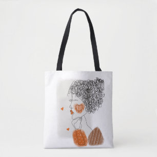 Fashion Woman: Graphic Black Lines Tote Bag