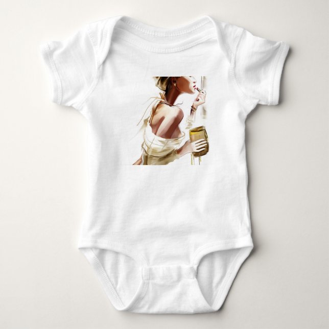 Fashion Woman: Stylish Contemporary Portrait. Baby Bodysuit (Front)
