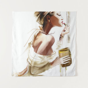 Fashion Woman: Stylish Contemporary Portrait. Tapestry